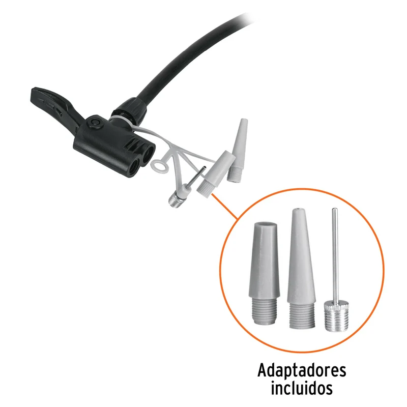INFLADOR MANUAL TRUPER, ACABADO EN ACERO INOXIDABLE