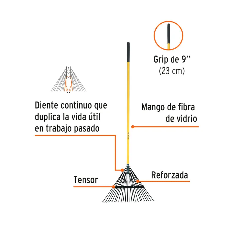 ESCOBA METÁLICA REFORZADA TRUPER CON 24 DIENTES