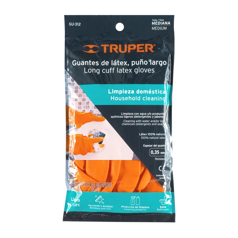GUANTES DE LÁTEX TRUPER PARA LIMPIEZA, TAMAÑO M