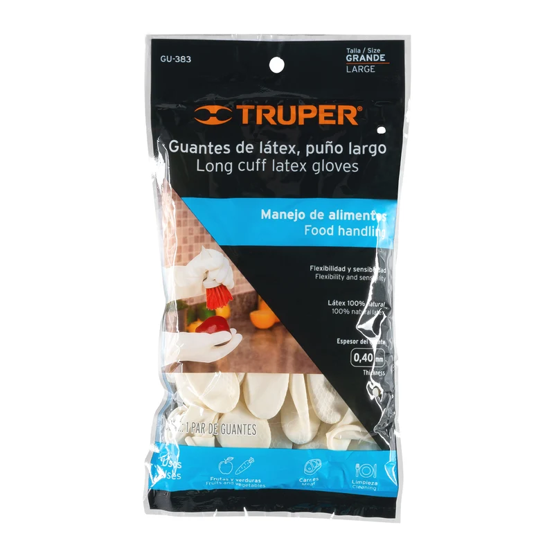GUANTES DE LÁTEX NATURAL TRUPER PARA MANEJO DE ALIMENTOS