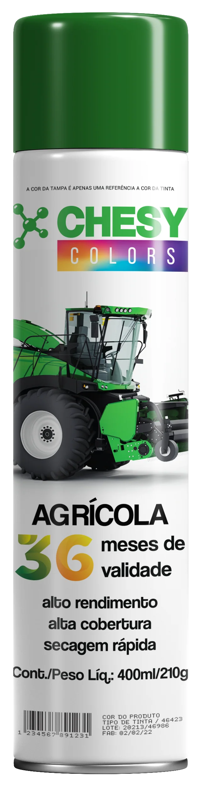 PINTURA EN AEROSOL CHESY USO AGRÍCOLA COLOR VERDE JOHN DEERE 400ML