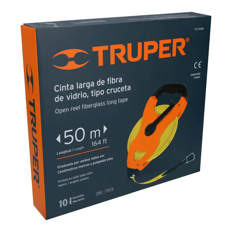 CINTA MÉTRICA 50M TRUPER DE FIBRA DE VIDRIO TIPO CRUCETA