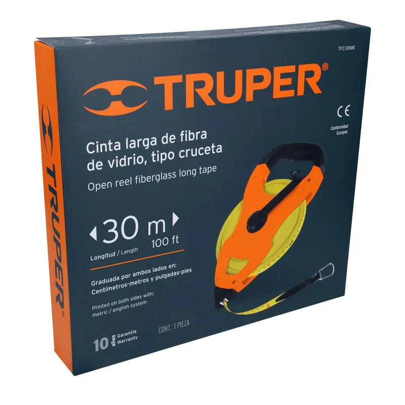 CINTA MÉTRICA 30M TRUPER DE FIBRA DE VIDRIO TIPO CRUCETA