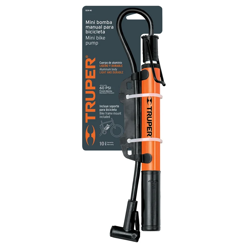 INFLADOR MINI TRUPER CON SOPORTE PARA BICICLETA