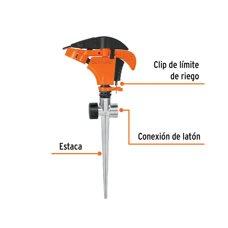 ASPERSOR PLÁSTICO DOS VÍAS TRUPER, ESTACA DE 11"