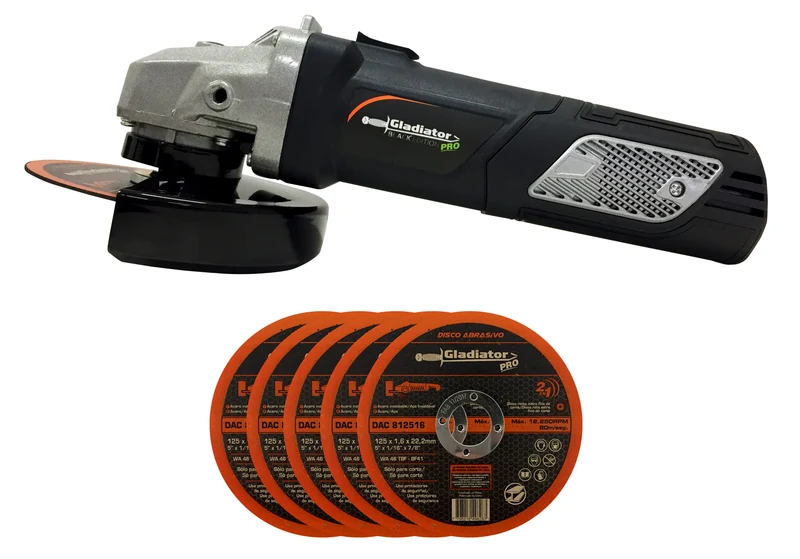 AMOLADORA ANGULAR GLADIATOR 125MM 900W + 5 DISCOS