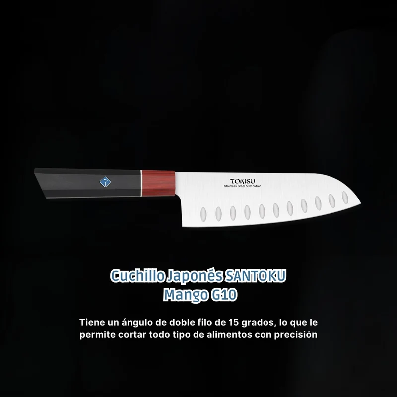 Cuchillo Cocina Profesional TOKYSU - Cuchillos Cocina Japones SANTOKU de Acero Inoxidable de 67 capas 17 cm - Mango G10 DAMASCO