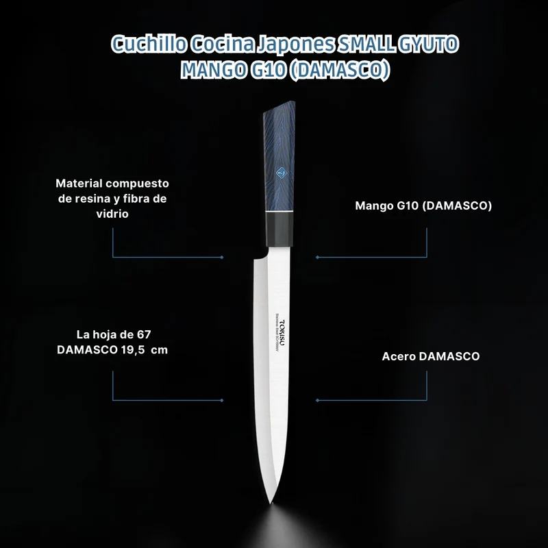 Cuchillo Cocina Profesional TOKYSU - Cuchillos Cocina Japones YANAGIBA de Acero Inoxidable de 67 capas. Mango G10