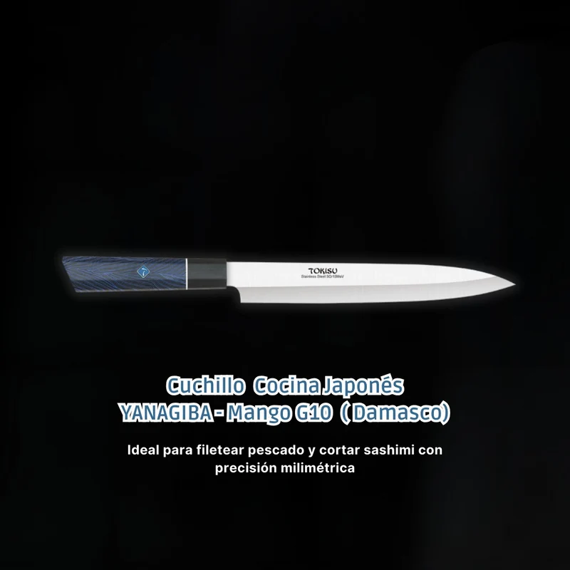 Cuchillo Cocina Profesional TOKYSU - Cuchillos Cocina Japones YANAGIBA de Acero Inoxidable de 67 capas. Mango G10