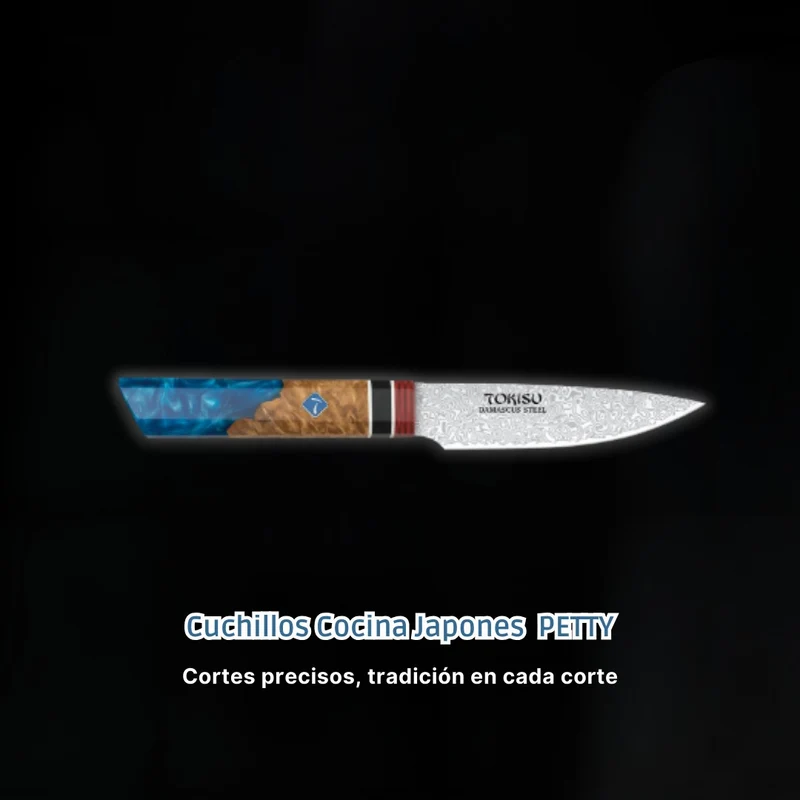Cuchillo de Cocina Profesional TOKYSU PETTY - Precisión Japonesa, Acero DAMASCO de 67 Capas, 11 cm - Mango Ergonómico Staypack