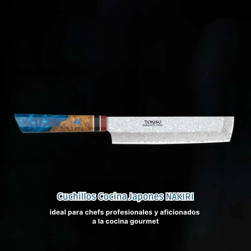 Cuchillo de Cocina Profesional TOKYSU NAKIRI - Artesanía Japonesa de Precisión, Acero DAMASCO de 67 Capas, 18 cm - Mango Ergon