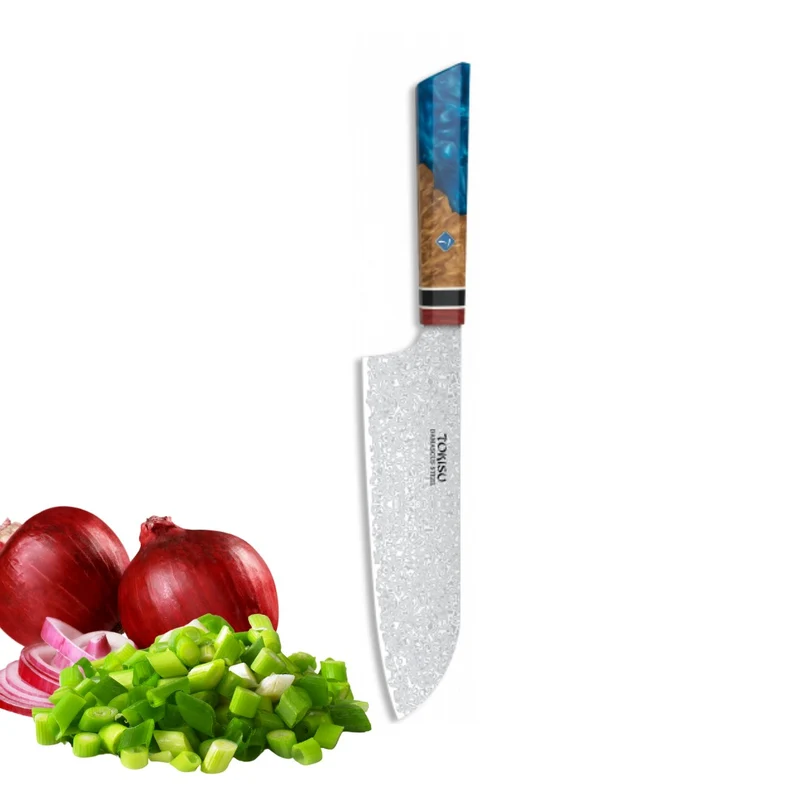 Cuchillo Cocina Profesional TOKYSU - Cuchillos Cocina Japones SANTOKU de Acero DAMASCO 67 capas 19,5