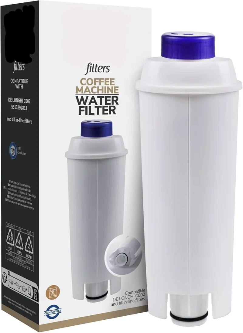 Filtro de Agua Compatible con De'Longhi C002, 5513292811, SER3017 | Mejora el Sabor del Café y Reduce la Cal del Agua | Repuest