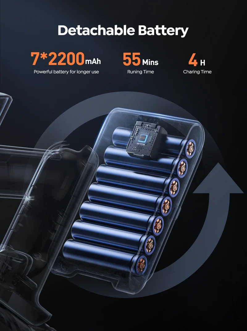 Vacuum Bundle: Buture JR700 Blue Vacuum + 2 Batteries + 9 HEPA Filters