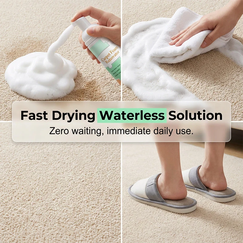 Espuma quitamanchas para alfombras sin agua con toalla-ES