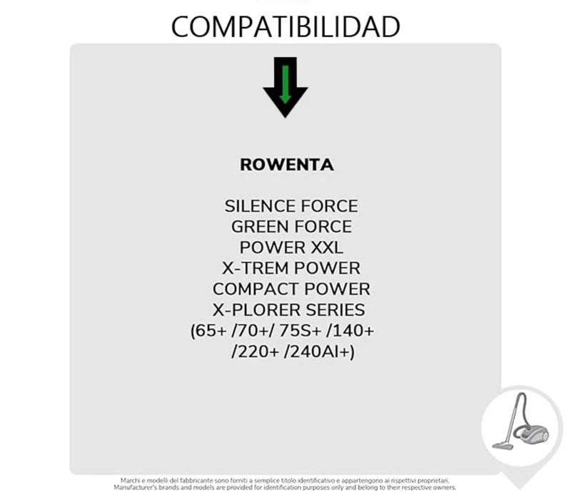 Pack de 4 Bolsas de Microfibra Compatibles con Aspiradoras Rowenta Compact Power, Power XXL, Hygiene+, X-Trem Power y Silence Fo