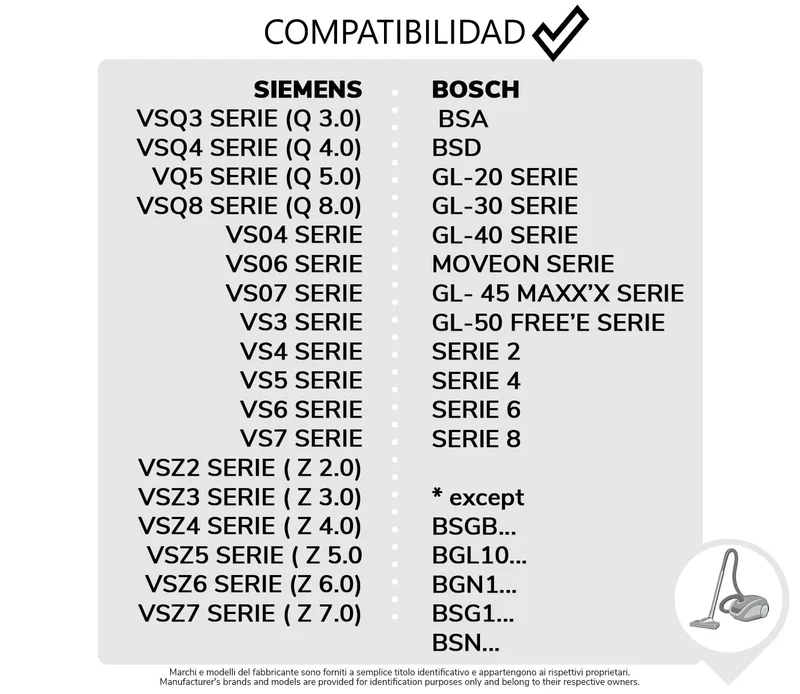 Pack de 4 Bolsas de Microfibra Compatibles con Aspiradoras Bosch, Siemens y Swirl S67 | +40% Poder Filtrante, Cierre Higiénico,