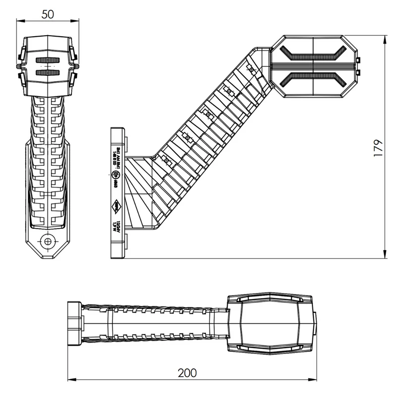 Lámparas marcadoras de tallo con contorno de dragón / Largo 200 mm