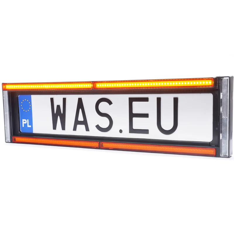 WAS W253 Soporte para matrícula delantera con luz estroboscópica y reflector ámbar