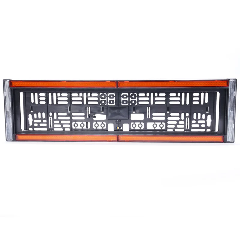 WAS W253 Soporte para matrícula delantera con luz estroboscópica y reflector ámbar