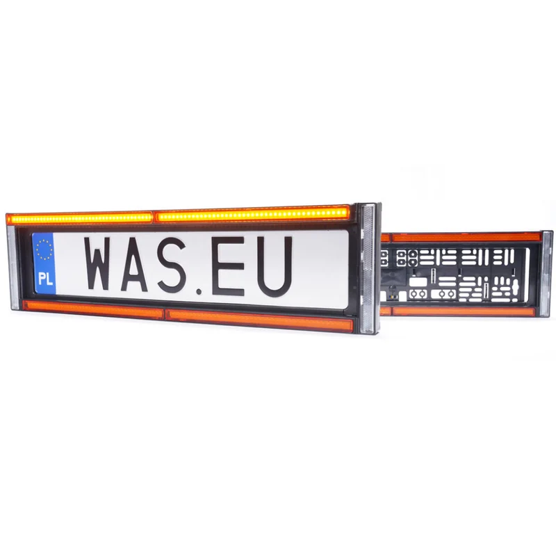 WAS W253 Soporte para matrícula delantera con luz estroboscópica y reflector ámbar