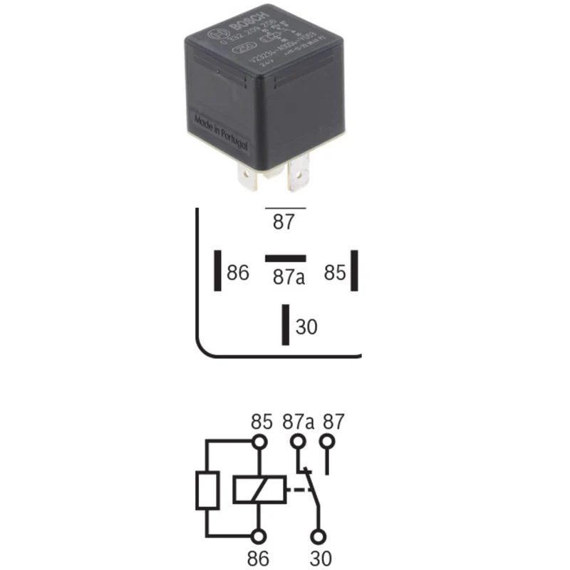 Minirelé de conmutación BOSCH de 24 V y 20 A, 5 pines