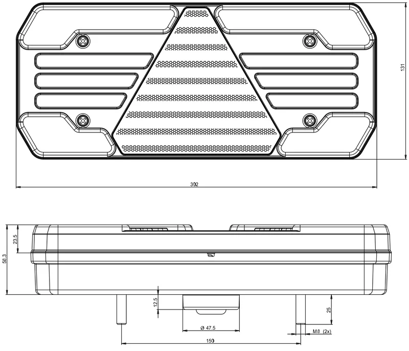Luz de remolque grande WAS W248DD con indicador dinámico / 12"