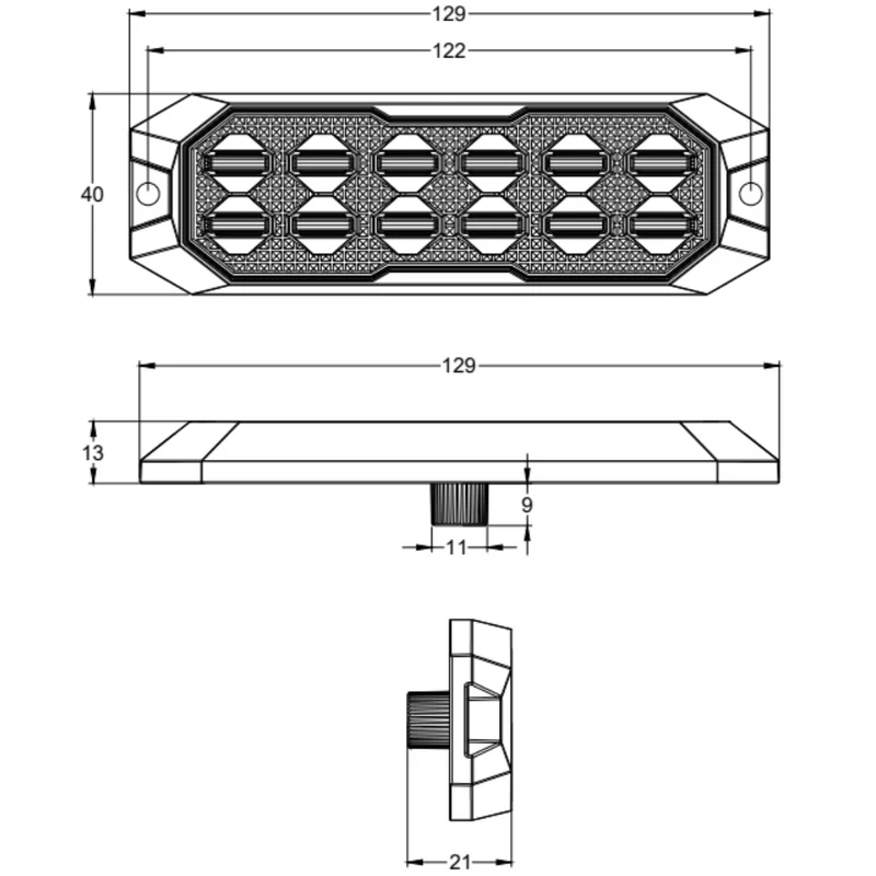 Luz estroboscópica LED de alta potencia Torlok Black Hawk / Doble fila de 12 LED