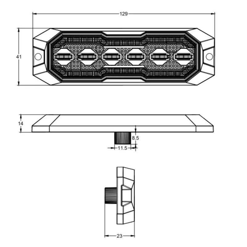 Luz LED de señalización ahumada Torlok Black Hawk con función estroboscópica