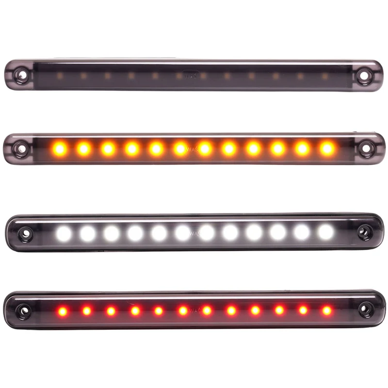Luz de marcador ahumada negra WAS larga de 238 mm / lente oscura / 12 LED