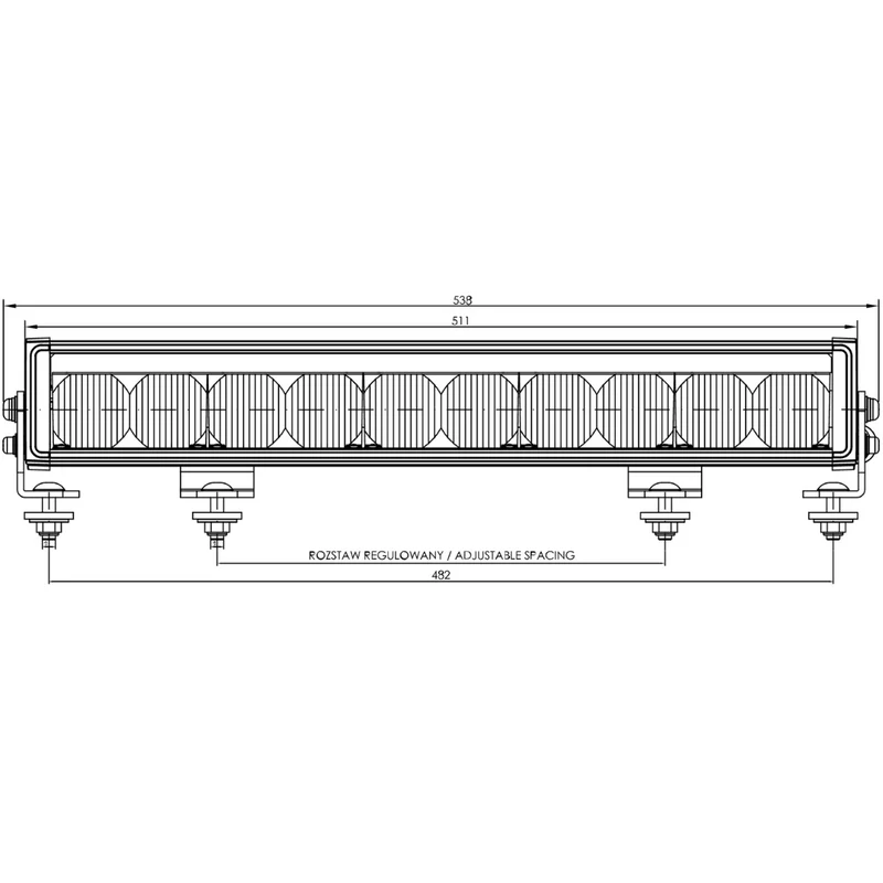 Barra de Luz LED WAS Pantera con Tira de Luz de Posición Blanca / 20"