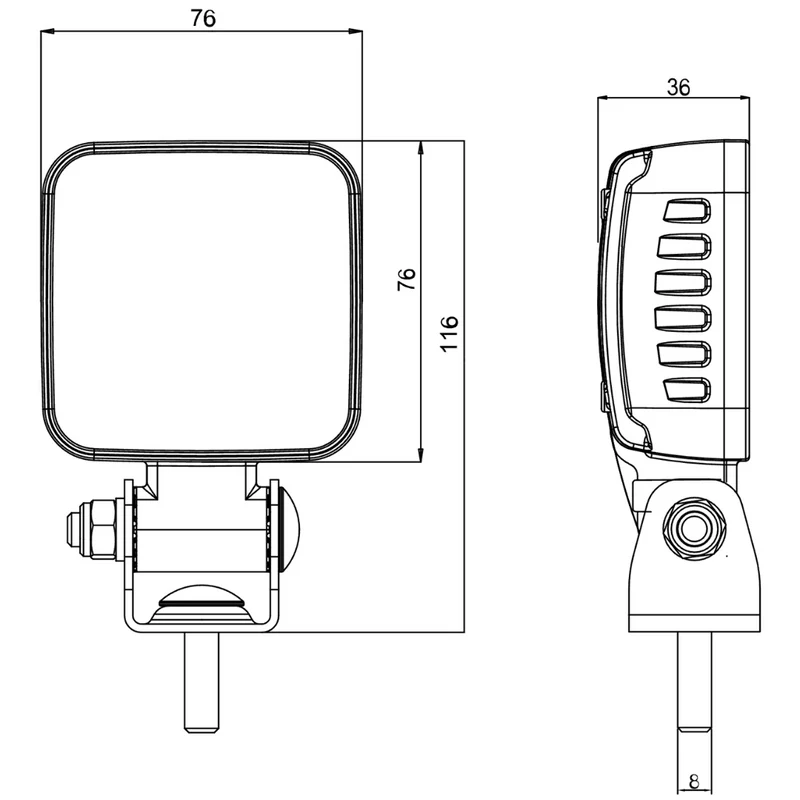 Lámpara de trabajo cuadrada compacta WAS W265 de 12V-70V / 1435 lúmenes