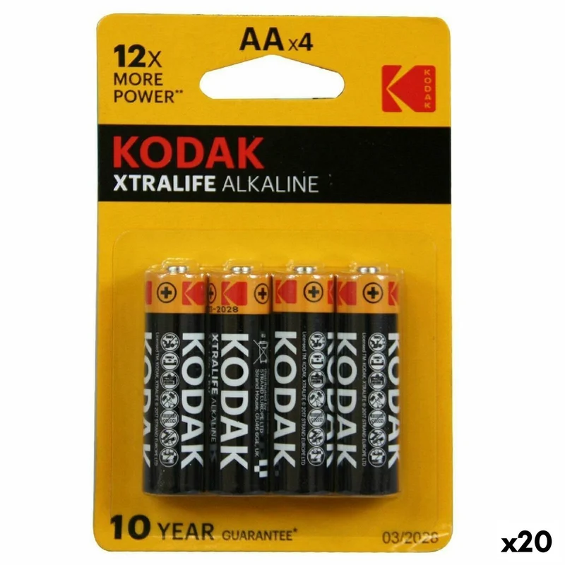 Pilas Alcalinas Kodak LR06 4 Piezas (20 Unidades)