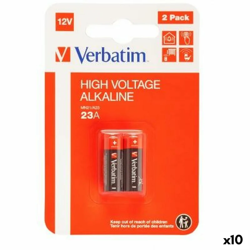 Pilas Verbatim 12 V LR23A (2 Piezas) (10 Unidades)