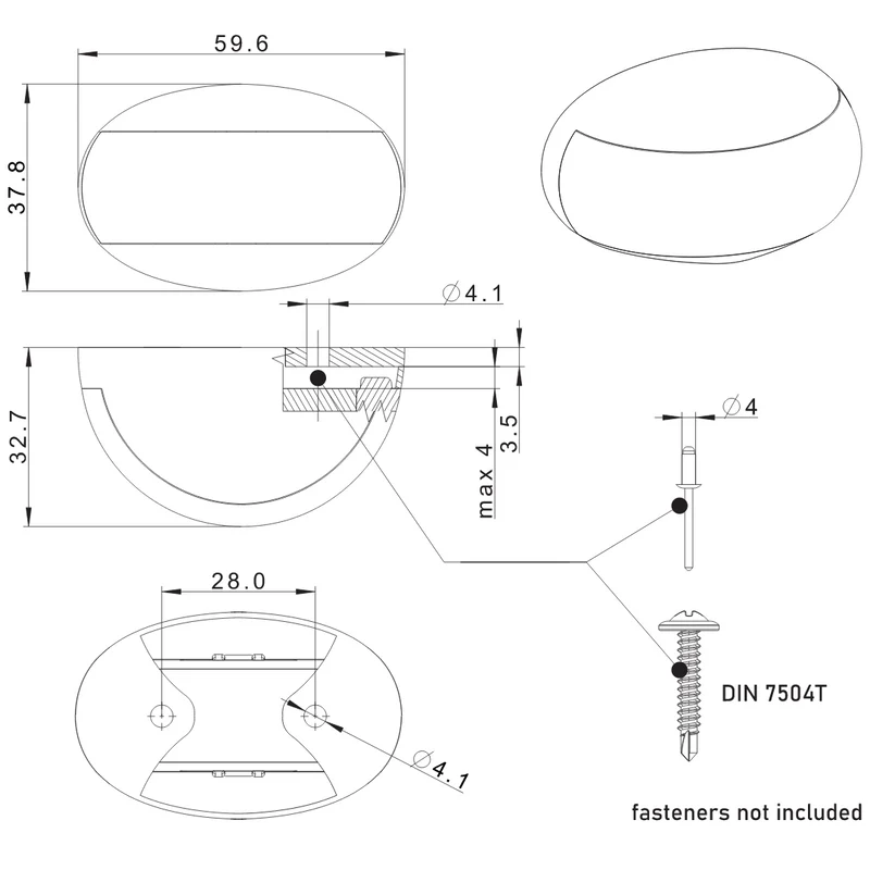 Fristom FT-067 Luz de posición LED ovalada con forma de ojo de rana
