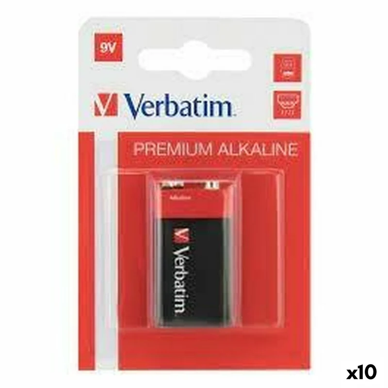 Pila Alcalina Verbatim 9 V 6LR61 (10 Unidades)
