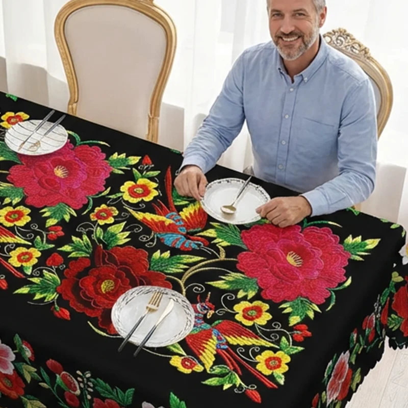 💖Luksuzni žakard stolnjak u boji s valovitim rubom-HR