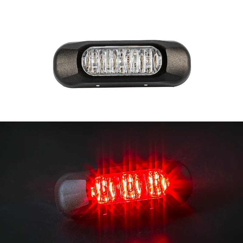 Fristom Rojo 3 x Luz estroboscópica de peligro LED / Lente transparente