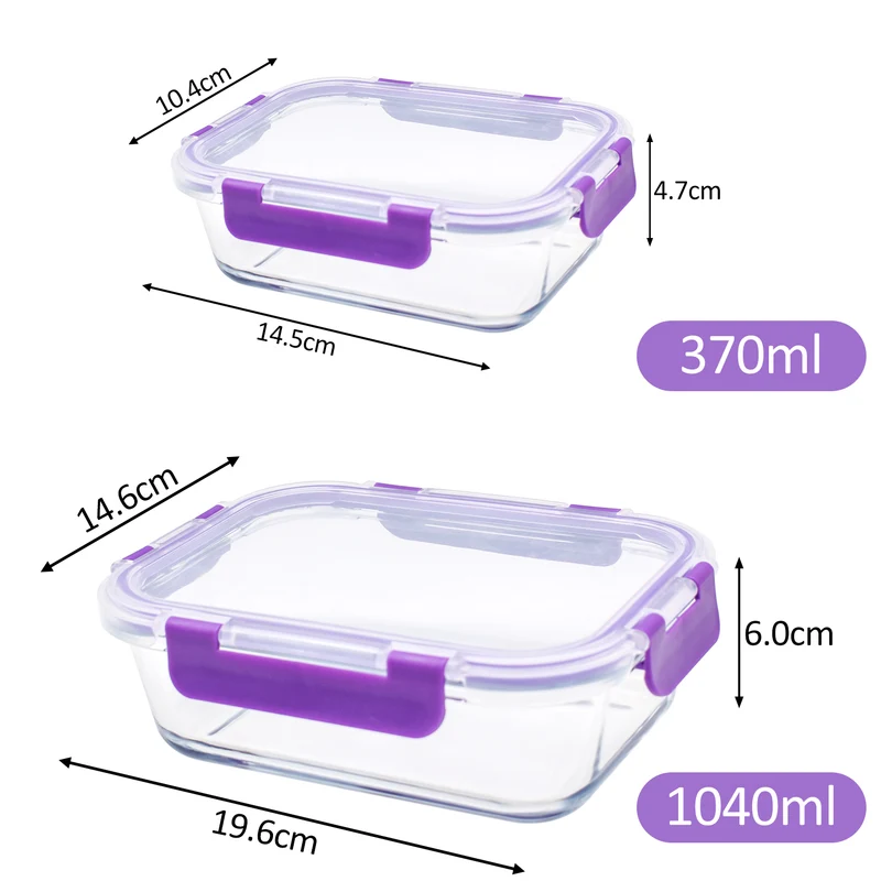 Recipientes de Cristal Para Alimentos - 20 Piezas (10 recipientes y 10 tapas) - Apto para lavavajillas, Microondas y congelador