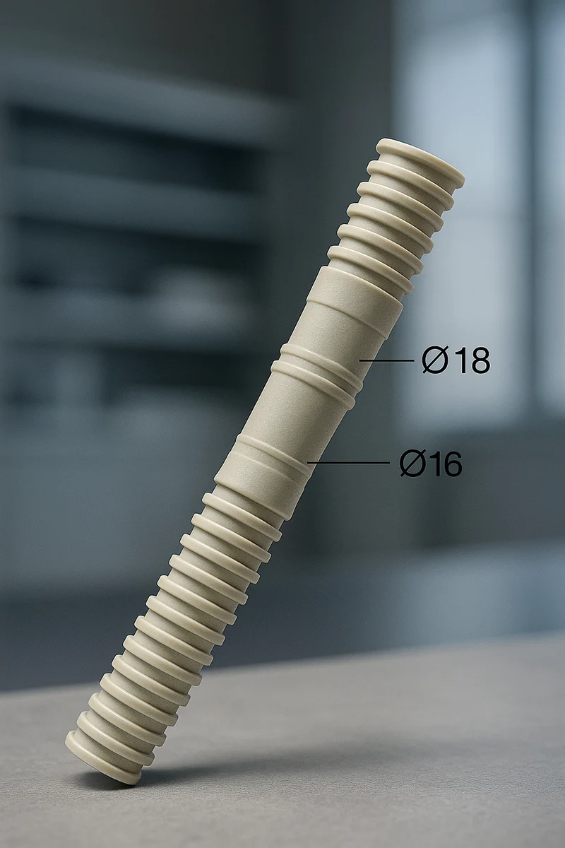 Tubo Corrugado Drenaje de Condensados Ø16 mm  Conexiones Macho/Hembra Ø18-20 mm  5M de Longitud  Flexible y Resisten