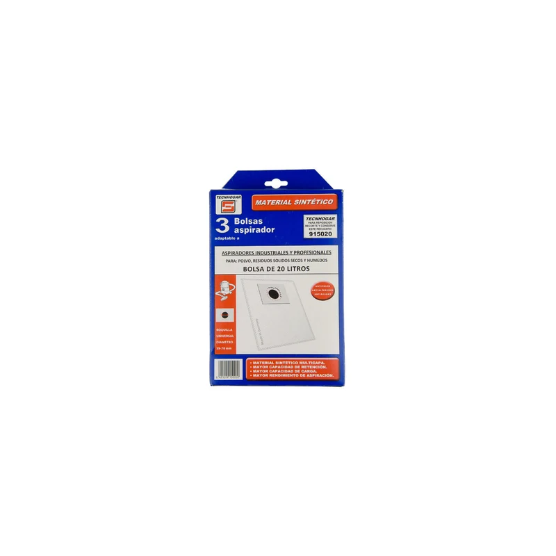 Saco aspirador sintético industrial | compatible con STANDARD | Calidad | Codigo fabricante | 20 litros Bolsa de 5 unidades