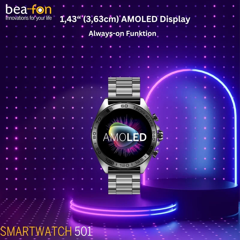 Smartwatch beafon WATCH 501 1,43" Acero Negro mate