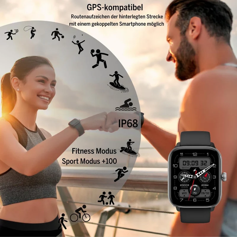 Smartwatch beafon WATCH 201 1,85" Negro Plateado