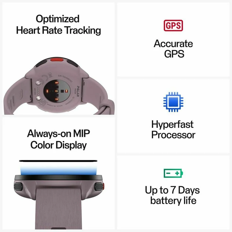 Smartwatch con Podómetro Running Polar Morado 1,2"