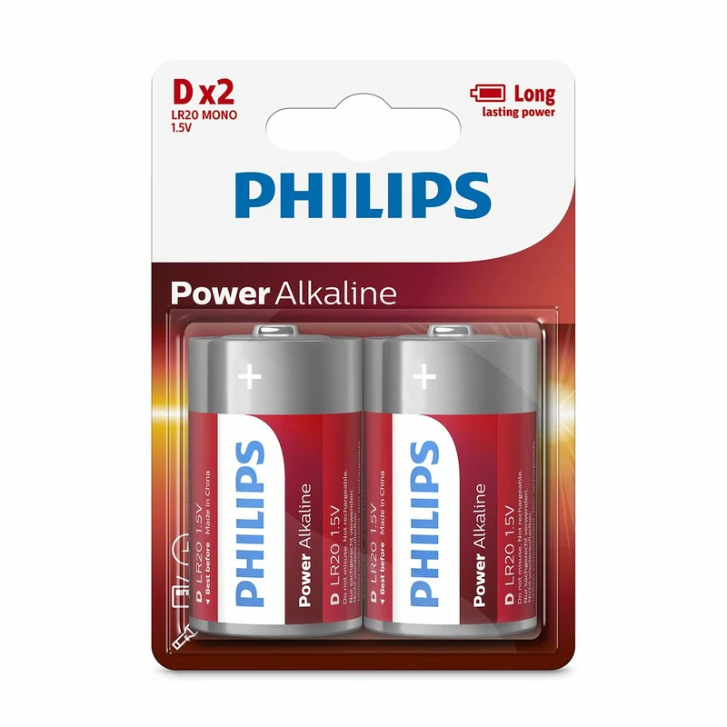 Pilas Alcalinas Philips Batería LR20P2B/10 1,5 V
