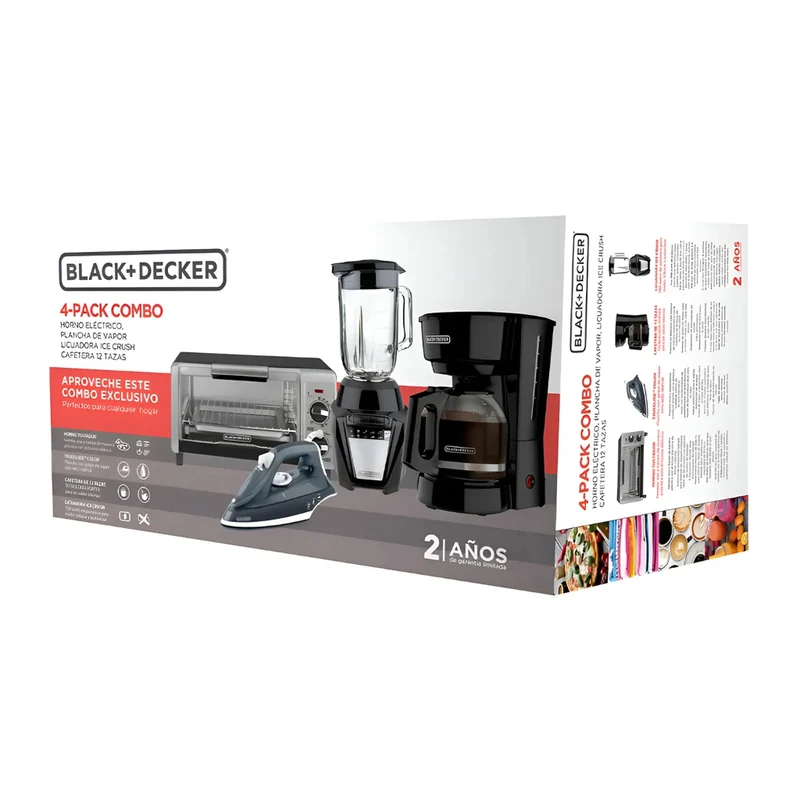 Black & Decker Combo Plancha + Horno Tostador + Licuadora + Coffee Maker, CBBD1747