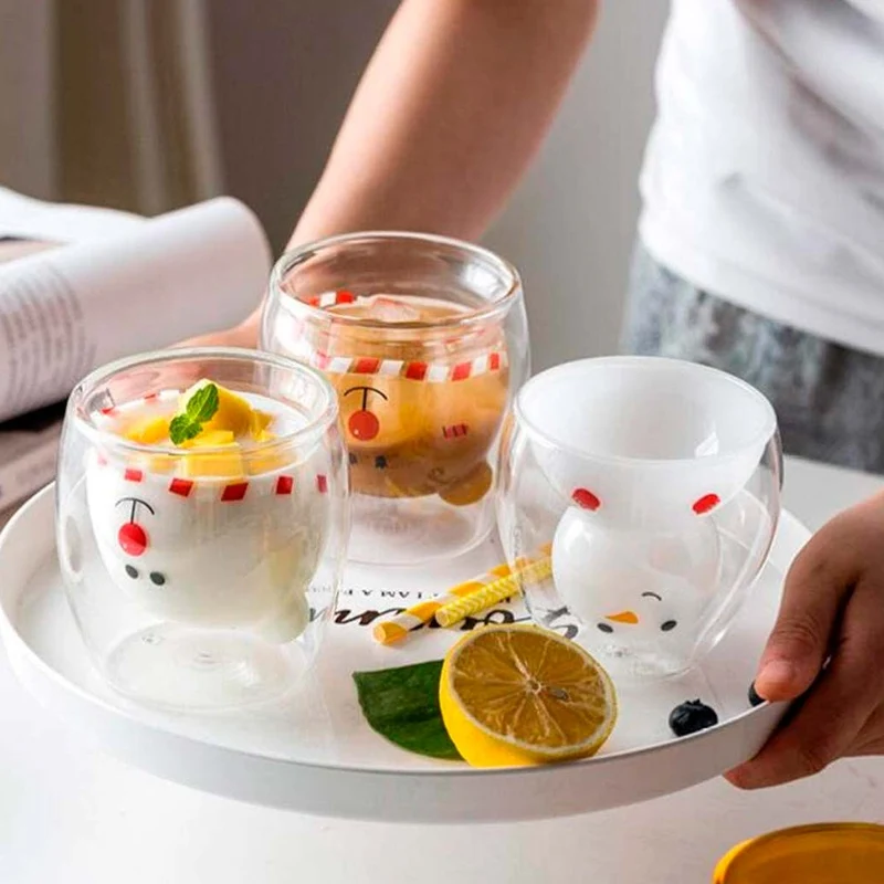 Vaso de doble pared de cristal. Capacidad: 250 ml. Diseño de oso.