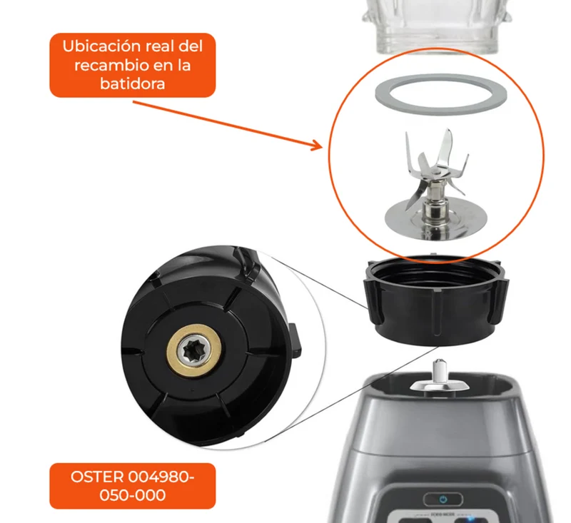 Cuchilla de 6 Puntas con Anillo de Sellado Compatible Para Batidoras OSTER 004980-050-000