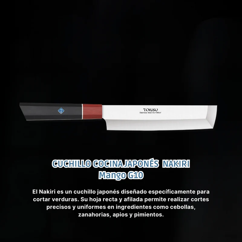 Cuchillo Cocina Profesional TOKYSU - Cuchillos Cocina Japones NAKIRI de Acero Inoxidable de 67 capas 18 cm- Mango G10 DAMASCO