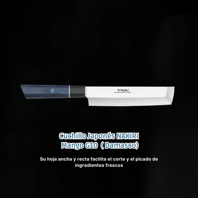 Cuchillo Cocina Profesional TOKYSU - Cuchillos Cocina Japones NAKIRI de Acero Inoxidable de 67 capas 18 cm- Mango G10 DAMASCO